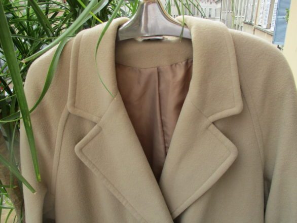 Long beige wool cashmere blend coat