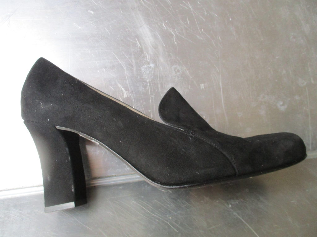 High heeled black Bally suede pumps