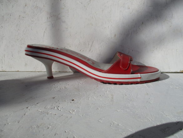 Red and white sandals